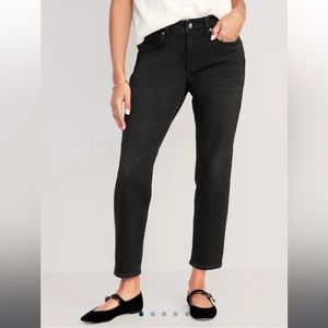 Old Navy Mid Rise O.G. Straight Ankle Faded Black Denim Jeans Size 14 Petite